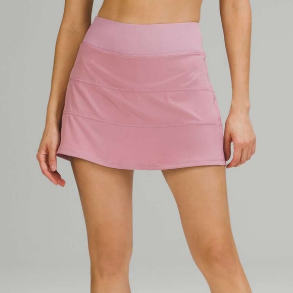 lululemon athletica Dresses & Skirts - Lululemon Pace Rival Mid-Rise Skirt 15" LengthPink Taupe Size 14